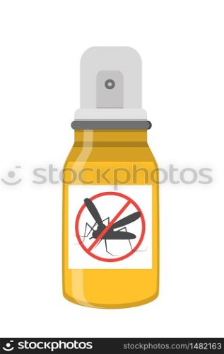 Repellent spray vector. Yellow bottle against insects. Protection from dangers mosquitoes is shown. Aerosol container for bug killing. Stop Zika and malaria sign illustration. Insect prevention icon.. Repellent spray vector. Yellow bottle against insects. Protection from dangers mosquitoes is shown. Aerosol container for bug killing. Stop Zika, malaria sign illustration. Insect prevention icon.