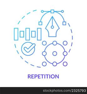 Repetition blue gradient concept icon. Digital composition style. Graphic design principles abstract idea thin line illustration. Isolated outline drawing. Myriad Pro-Bold font used. Repetition blue gradient concept icon