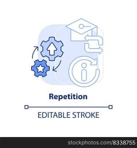 Repetition light blue concept icon. Rote learning and training. Principle of learning abstract idea thin line illustration. Isolated outline drawing. Editable stroke. Arial, Myriad Pro-Bold fonts used. Repetition light blue concept icon