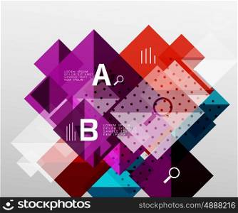 Repetition of overlapping color squares, geometric modern background