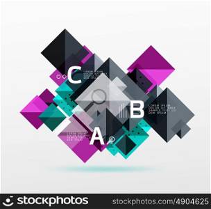 Repetition of overlapping color squares, geometric modern background