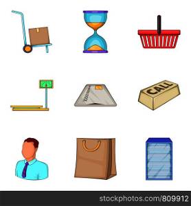 Replacement icons set. Cartoon set of 9 replacement vector icons for web isolated on white background. Replacement icons set, cartoon style
