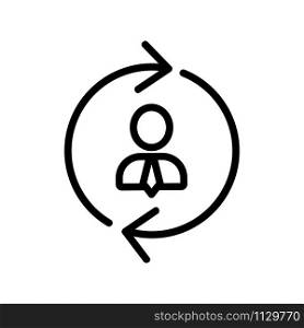 Replacing the employee icon vector. A thin line sign. Isolated contour symbol illustration. Replacing the employee icon vector. Isolated contour symbol illustration