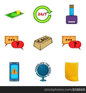 Reply icons set. Cartoon set of 9 reply vector icons for web isolated on white background. Reply icons set, cartoon style