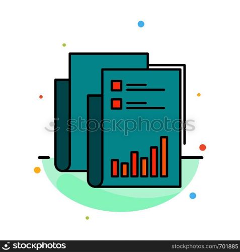 Report, Analytics, Audit, Business, Data, Marketing, Paper Abstract Flat Color Icon Template