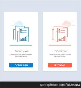 Report, Analytics, Audit, Business, Data, Marketing, Paper  Blue and Red Download and Buy Now web Widget Card Template