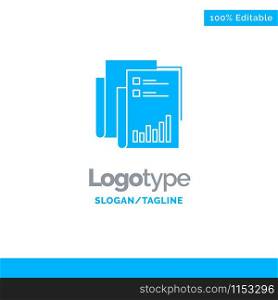 Report, Analytics, Audit, Business, Data, Marketing, Paper Blue Solid Logo Template. Place for Tagline