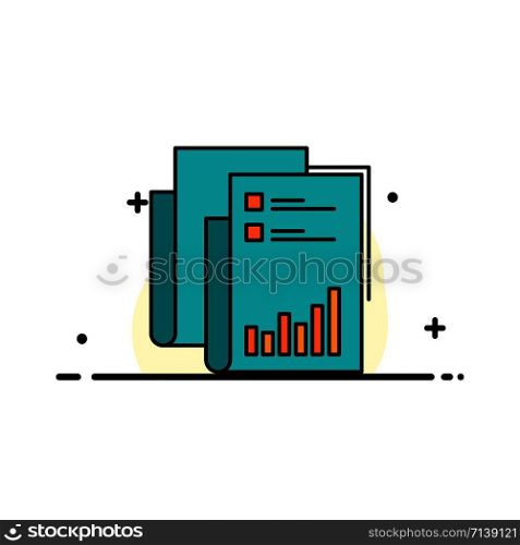 Report, Analytics, Audit, Business, Data, Marketing, Paper Business Flat Line Filled Icon Vector Banner Template