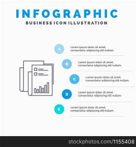 Report, Analytics, Audit, Business, Data, Marketing, Paper Line icon with 5 steps presentation infographics Background