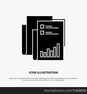 Report, Analytics, Audit, Business, Data, Marketing, Paper solid Glyph Icon vector