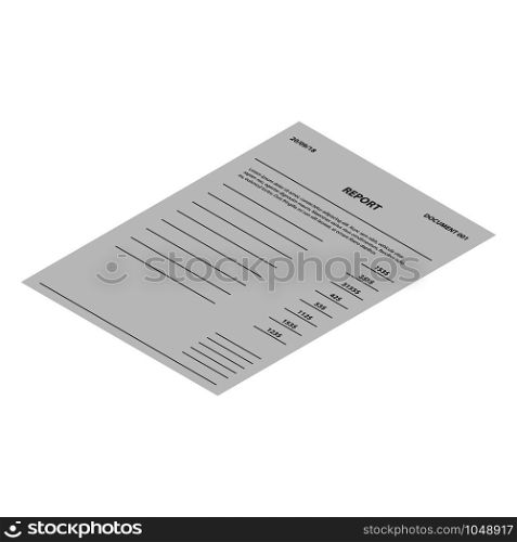 Report blank paper icon. Isometric of report blank paper vector icon for web design isolated on white background. Report blank paper icon, isometric style