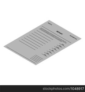 Report blank paper icon. Isometric of report blank paper vector icon for web design isolated on white background. Report blank paper icon, isometric style