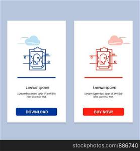 Report, Card, File, User ID, Blue and Red Download and Buy Now web Widget Card Template