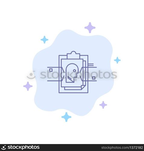 Report, Card, File, User ID, Blue Icon on Abstract Cloud Background