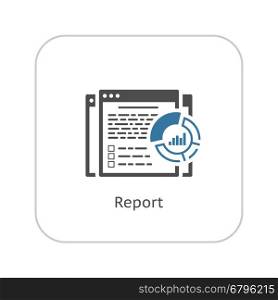 Report Icon. Flat Design.. Report Icon. Business and Finance. Isolated Illustration. Web page with report text and circle diagram.
