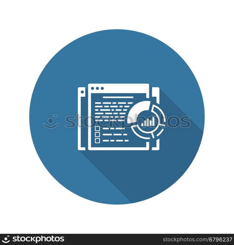 Report Icon. Flat Design.. Report Icon. Business and Finance. Isolated Illustration. Web page with report text and circle diagram.