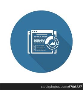 Report Icon. Flat Design.. Report Icon. Business and Finance. Isolated Illustration. Web page with report text and circle diagram.
