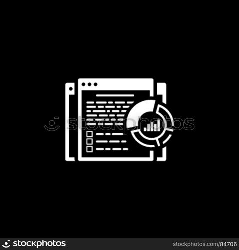 Report Icon. Flat Design.. Report Icon. Business and Finance. Isolated Illustration. Web page with report text and circle diagram.