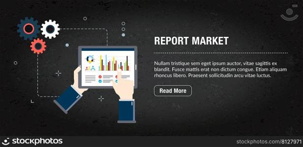 Report market concept of banner internet with icons in vector. Web banner template for website, banner internet for mobile design and social media app.Business and communication layout with icons.
