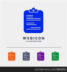 report, medical, paper, checklist, document 5 Color Glyph Web Icon Template isolated on white. Vector illustration. Vector EPS10 Abstract Template background