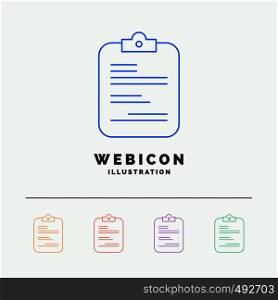 report, medical, paper, checklist, document 5 Color Line Web Icon Template isolated on white. Vector illustration. Vector EPS10 Abstract Template background