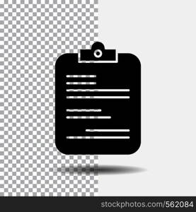 report, medical, paper, checklist, document Glyph Icon on Transparent Background. Black Icon. Vector EPS10 Abstract Template background