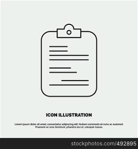 report, medical, paper, checklist, document Icon. Line vector gray symbol for UI and UX, website or mobile application. Vector EPS10 Abstract Template background