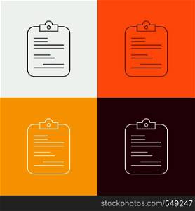 report, medical, paper, checklist, document Icon Over Various Background. Line style design, designed for web and app. Eps 10 vector illustration. Vector EPS10 Abstract Template background
