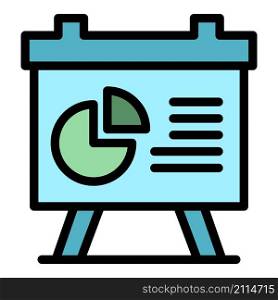 Report on table icon. Outline report on table vector icon color flat isolated. Report on table icon color outline vector