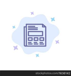 Report, Paper, Sheet, Presentation Blue Icon on Abstract Cloud Background
