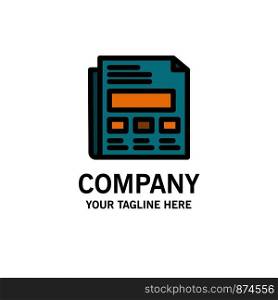 Report, Paper, Sheet, Presentation Business Logo Template. Flat Color