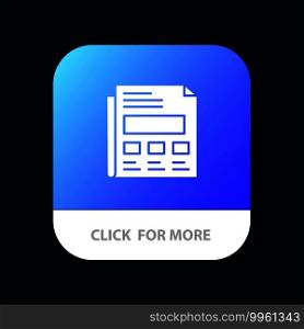 Report, Paper, Sheet, Presentation Mobile App Button. Android and IOS Glyph Version
