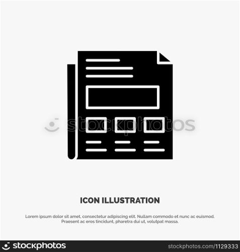 Report, Paper, Sheet, Presentation solid Glyph Icon vector