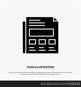 Report, Paper, Sheet, Presentation solid Glyph Icon vector