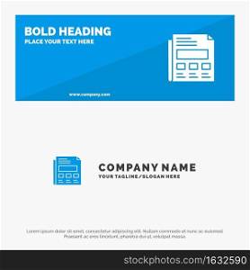 Report, Paper, Sheet, Presentation SOlid Icon Website Banner and Business Logo Template