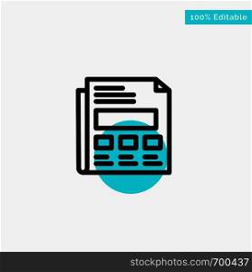Report, Paper, Sheet, Presentation turquoise highlight circle point Vector icon