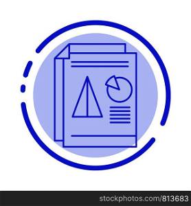 Report, Presentation, Pie, Chart, Business Blue Dotted Line Line Icon