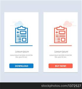 Report, Record, Health, Healthcare Blue and Red Download and Buy Now web Widget Card Template
