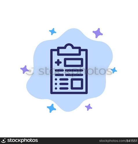 Report, Record, Health, Healthcare Blue Icon on Abstract Cloud Background