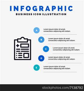 Report, Record, Health, Healthcare Blue Infographics Template 5 Steps. Vector Line Icon template