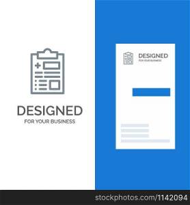 Report, Record, Health, Healthcare Grey Logo Design and Business Card Template