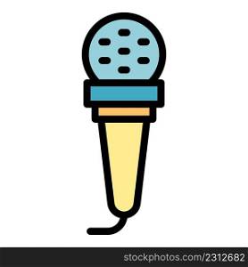 Reporter street microphone stream icon. Outline reporter street microphone stream vector icon color flat isolated. Reporter street microphone stream icon color outline vector