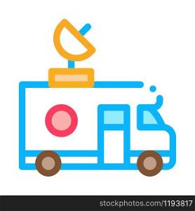 Reporter Truck Icon Vector. Outline Reporter Truck Sign. Isolated Contour Symbol Illustration. Reporter Truck Icon Vector Outline Illustration