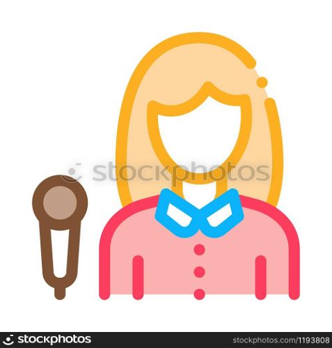 Reporter Woman Icon Vector. Outline Reporter Woman Sign. Isolated Contour Symbol Illustration. Reporter Woman Icon Vector Outline Illustration