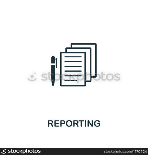 Reporting icon. Premium style design from business management collection. Pixel perfect reporting icon for web design, apps, software, printing usage.. Reporting icon. Premium style design from business management icon collection. Pixel perfect Reporting icon for web design, apps, software, print usage