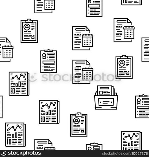 Reports Documentation Vector Seamless Pattern Thin Line Illustration. Reports Documentation Vector Seamless Pattern