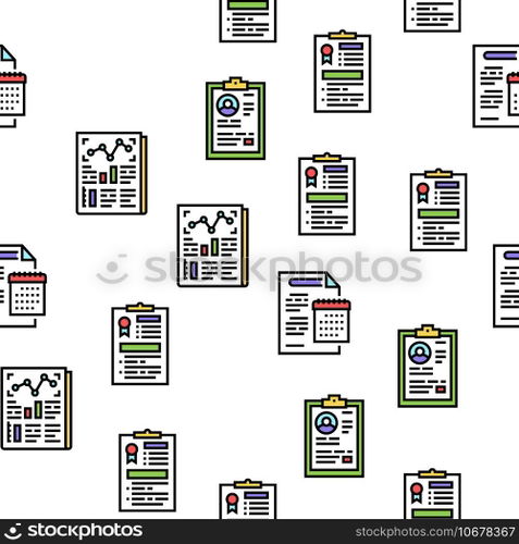 Reports Documentation Vector Seamless Pattern Thin Line Illustration. Reports Documentation Vector Seamless Pattern