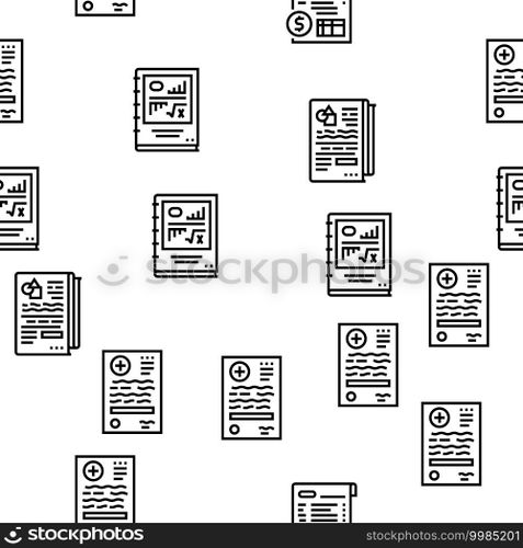 Reports Documentation Vector Seamless Pattern Thin Line Illustration. Reports Documentation Vector Seamless Pattern