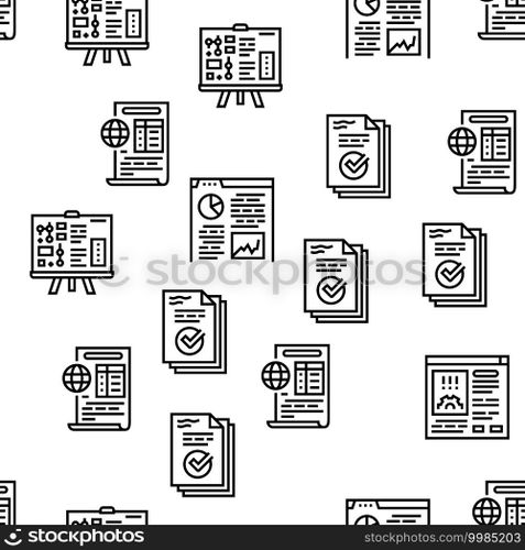 Reports Documentation Vector Seamless Pattern Thin Line Illustration. Reports Documentation Vector Seamless Pattern