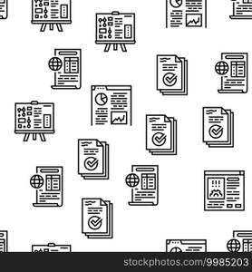 Reports Documentation Vector Seamless Pattern Thin Line Illustration. Reports Documentation Vector Seamless Pattern